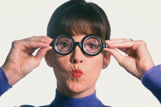 portrait of a woman wearing wacky glasses
