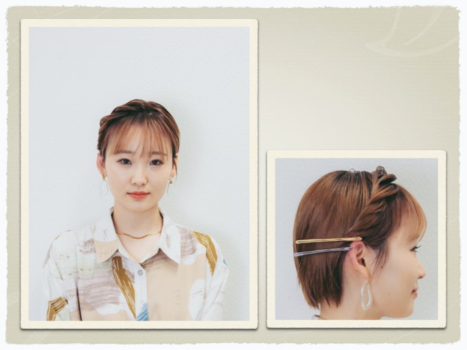 読者プレゼント 海外セレブ愛用ヘアアクセを女性美容師がアレンジしてみると ミディアム代表 鈴木彩乃 Garden ショート代表 福元 実希 Sand The Hair Bar Tokyo リクエストqjナビ 特集 キャリアアップ Page 3